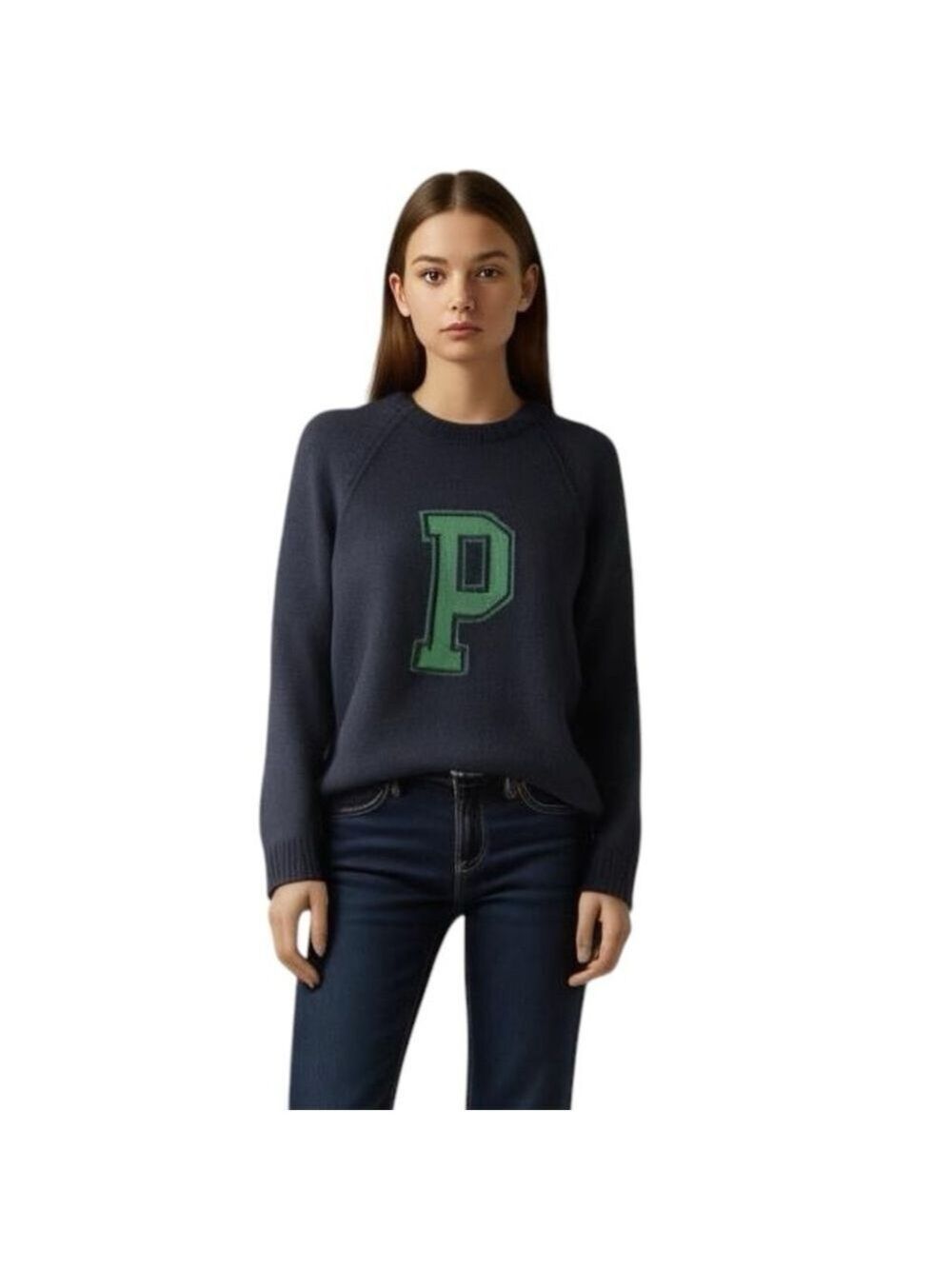 Peak Performance wool blend blue green P crew neck pullover ski sweater M